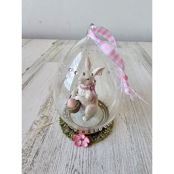Cannon falls Easter Bunny glass ornament unique decor spring - Picture 2 of 7